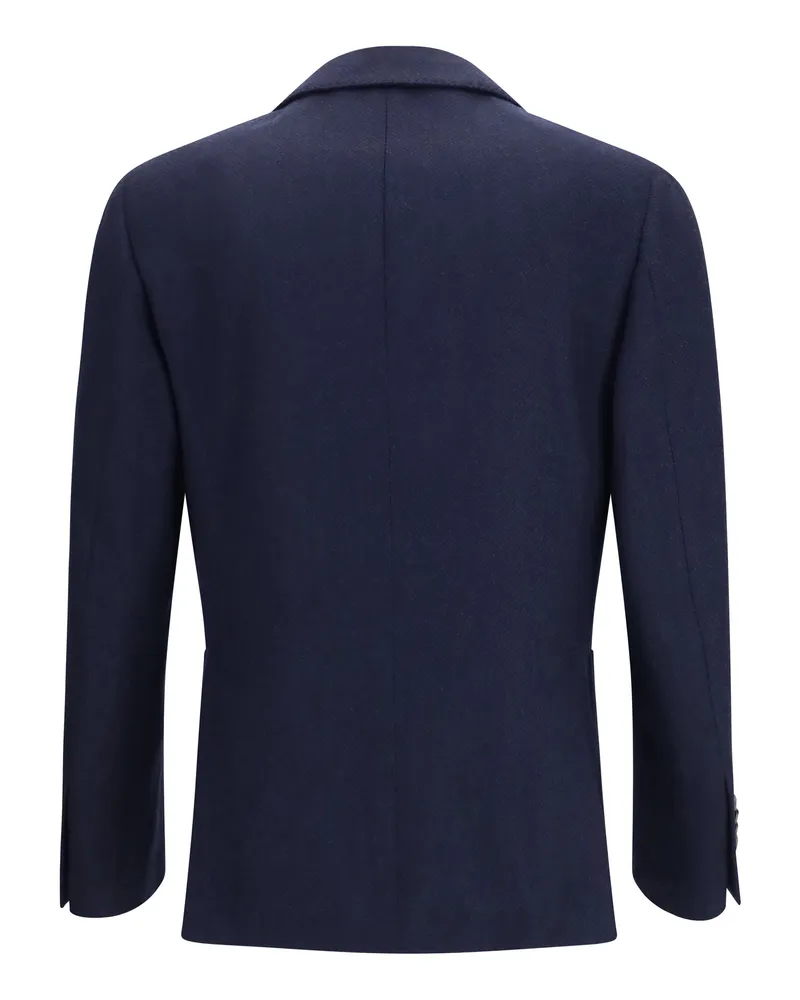 LARDINI Men's Single-Breasted Wool And Cashmere Jacket 860bl Navy
