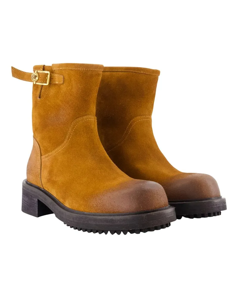 Versace Men's H40 Ankle Boots -  Leather Brown Calfskin Shoes Ankle-Boots Brown