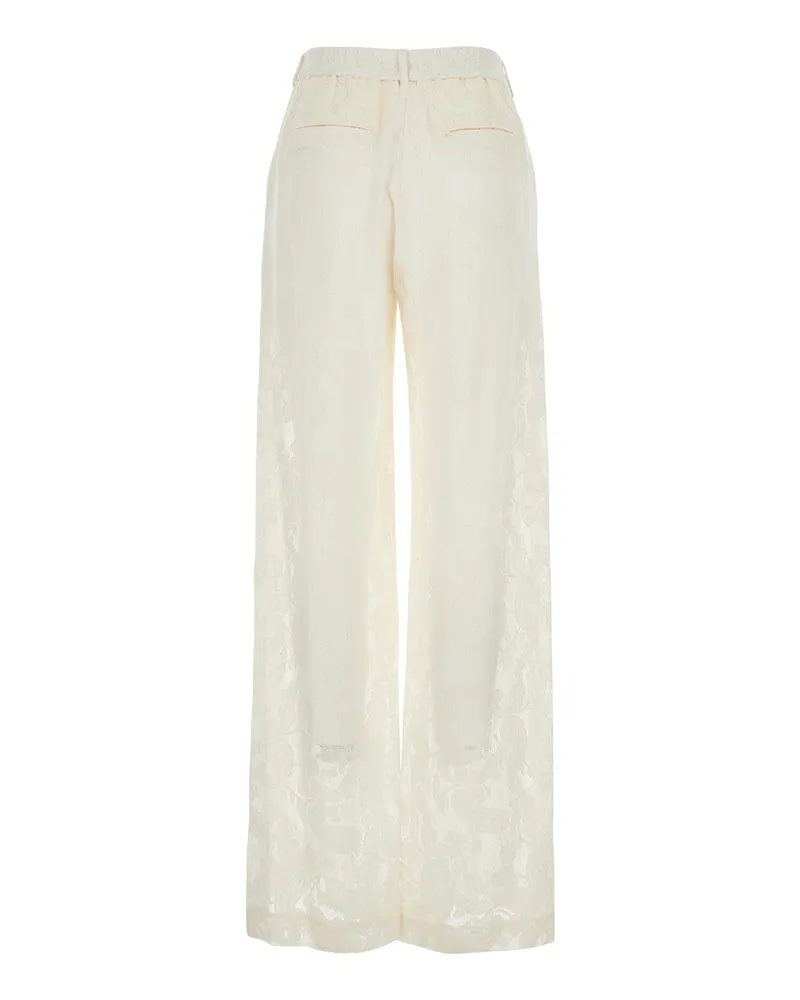 PT TORINO Women's Trousers Lorenza White Lace Cotton 