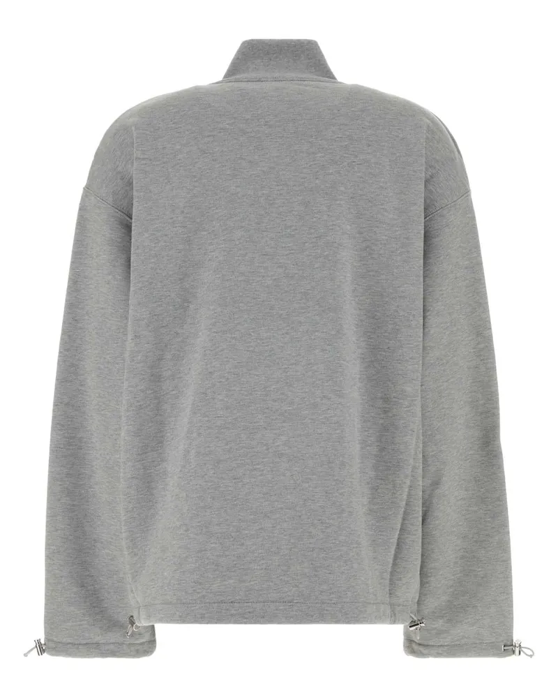 Miu Miu Women's Melange Grey Cotton Oversize Sweatshirt Grigio Exterior: Felpe Sweater Gray