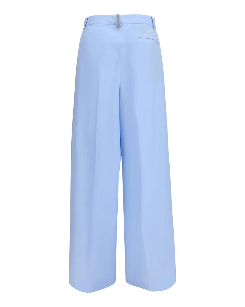 Fabiana Filippi Women's Filo Diamante Pants Azzurro Cielo Cotton Trousers Blue