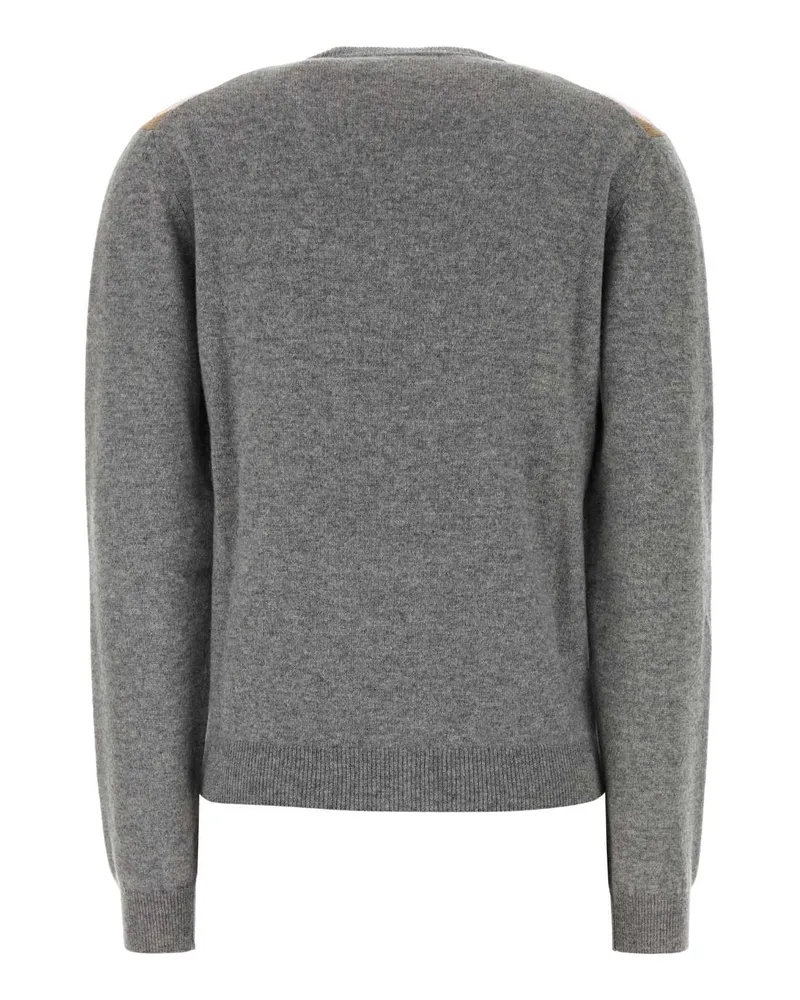 Prada Women's Grey Cashmere Sweater Grigio+cammello Exterior: Maglieria Gray