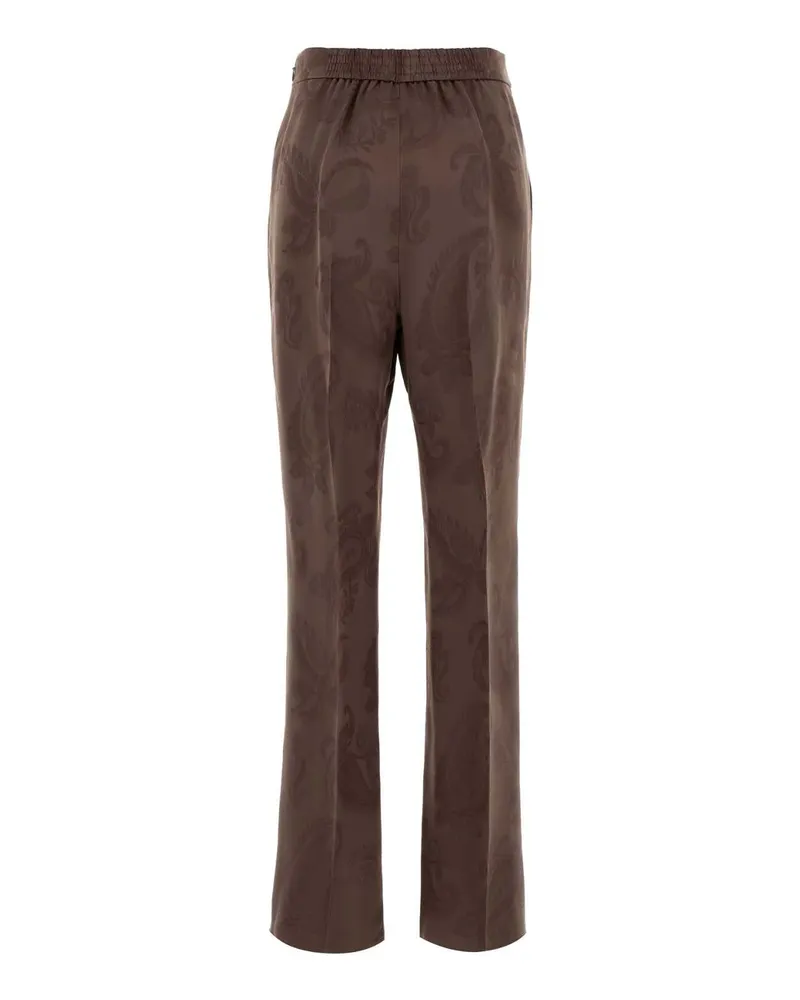 Etro Women's Embroidered Jacquard Pant M0428 Exterior: Viscose Silk Pantaloni Trousers Brown