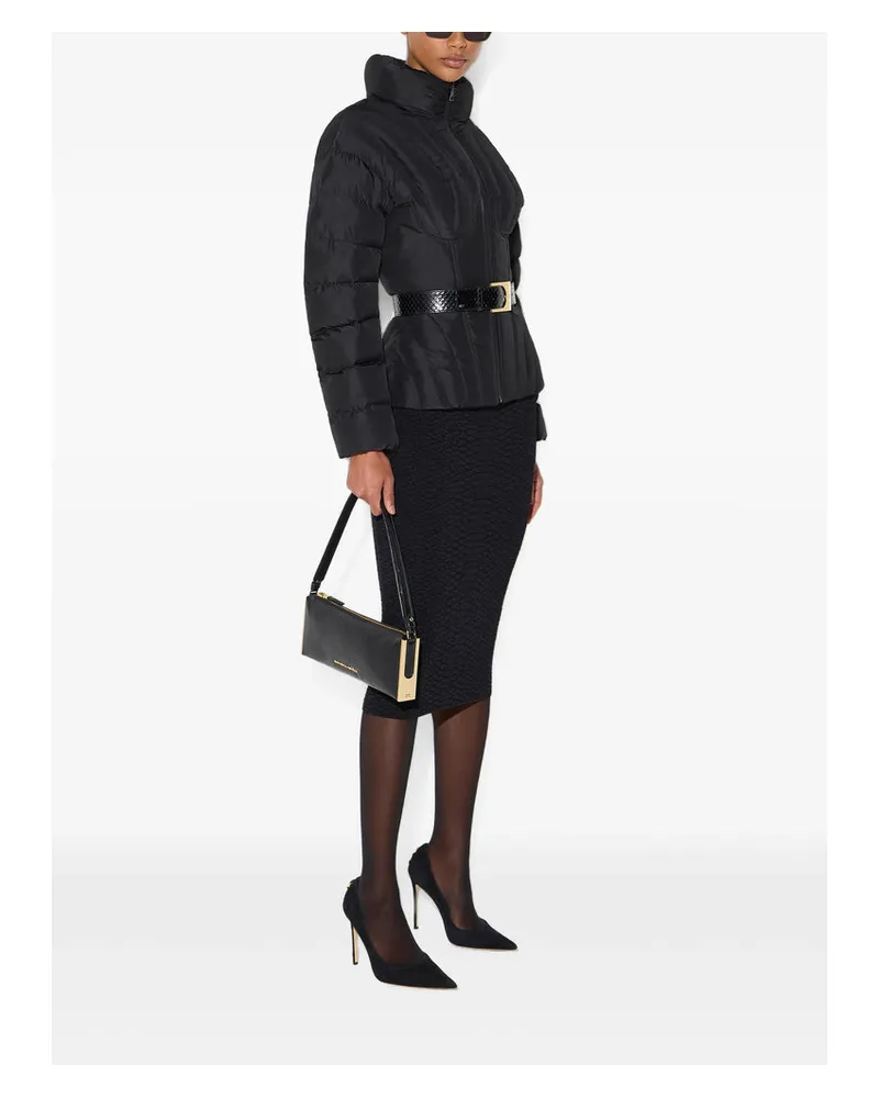 Elisabetta Franchi Bustier-Quilted Puffer Jacket — Black Black