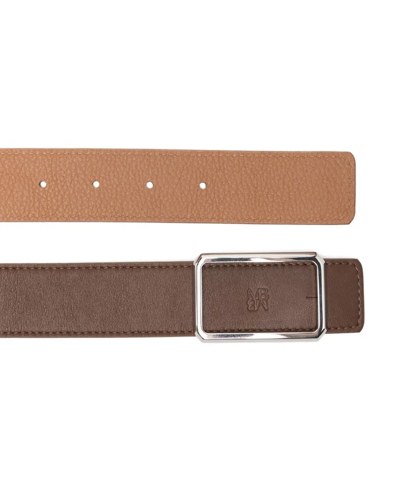 Maison Boinet Leather with Logo Debossing Belt — Brown Brown