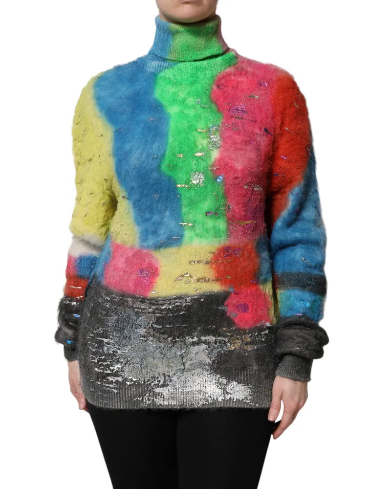 Dolce & Gabbana Women Multicolor Mohair Turtleneck Pullover Sweater Nylon Wool Clothing Multicolor