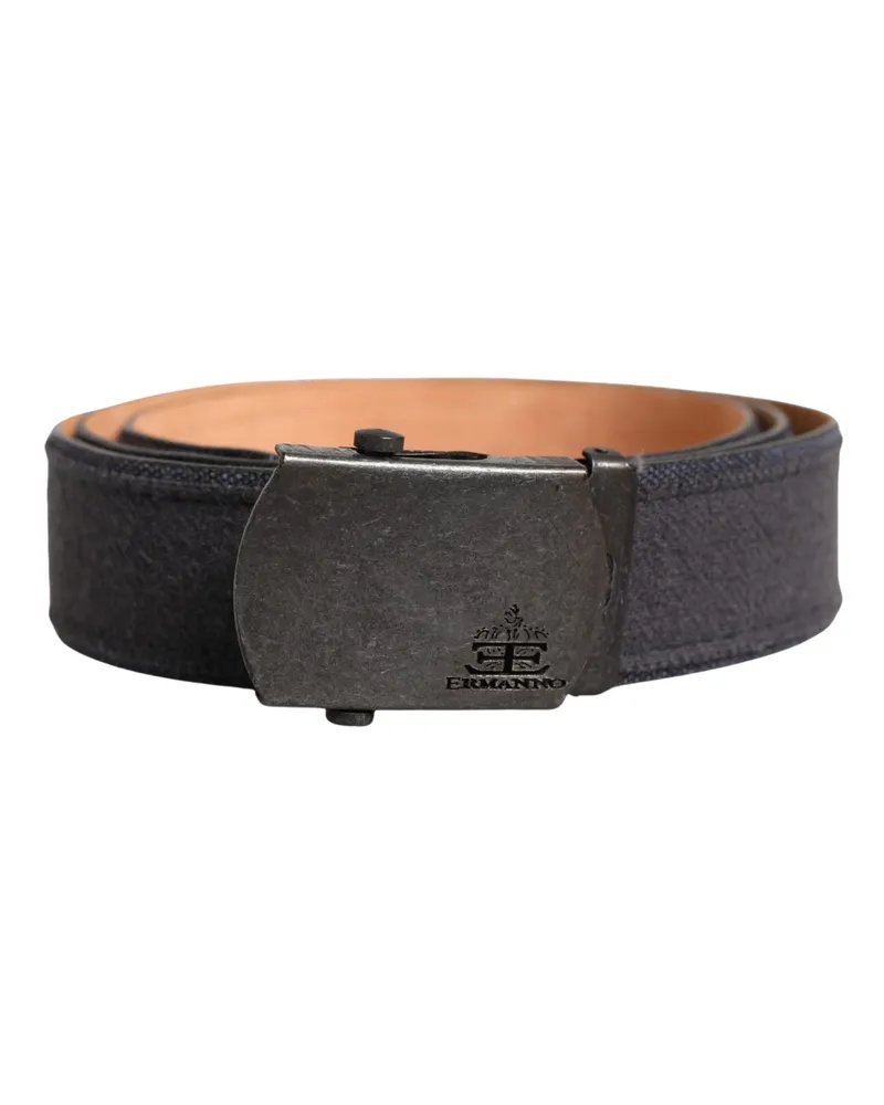 Ermanno Scervino Women's Black Wool Cotton Logo Metal Buckle Belt Nylon Black
