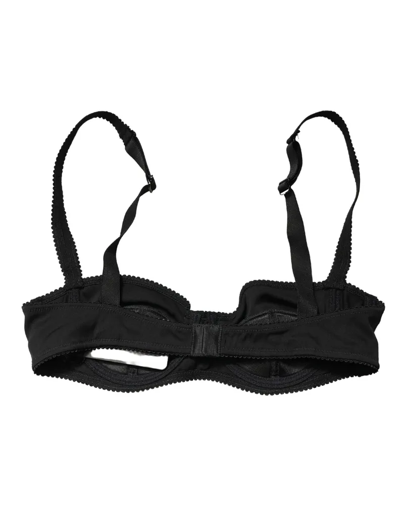 Dolce & Gabbana Women Black Semi-Pad Underwire Balconette Bra Underwear Elastane Silk Clothing Black
