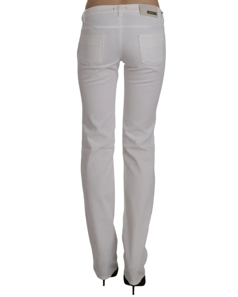 CoSTUME NATIONAL Women's White Cotton Slim Fit Straight Jeans Pants White