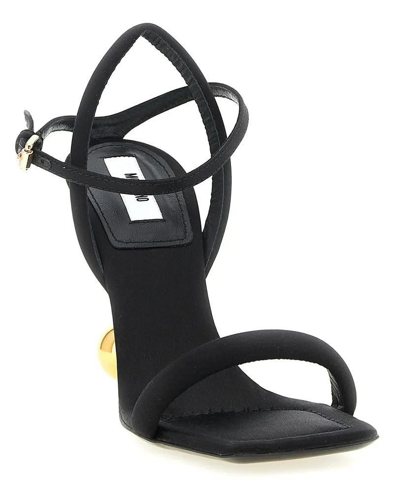 Moschino Sculptural Heel Satin Heel — Black Black