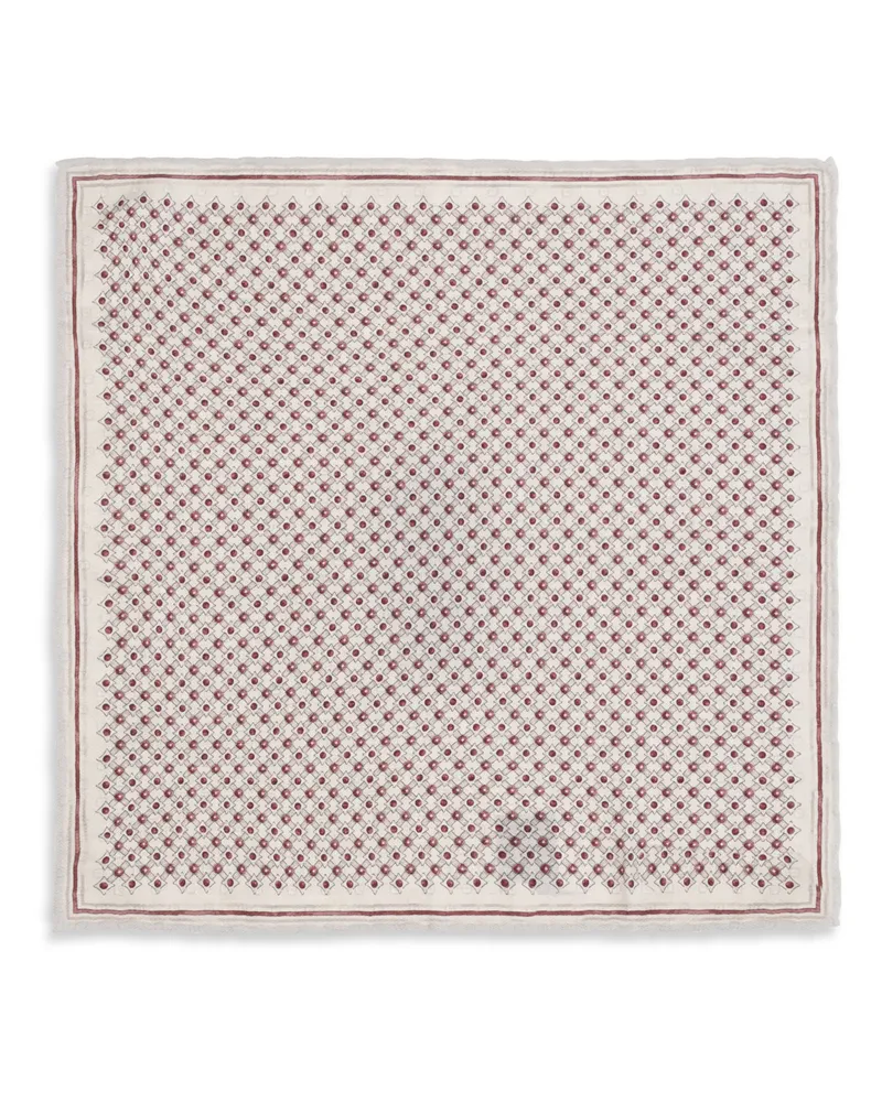 Brunello Cucinelli Men's Silk Pochette With Geometric Pattern Ciliegia Scarf Scarfs Beige