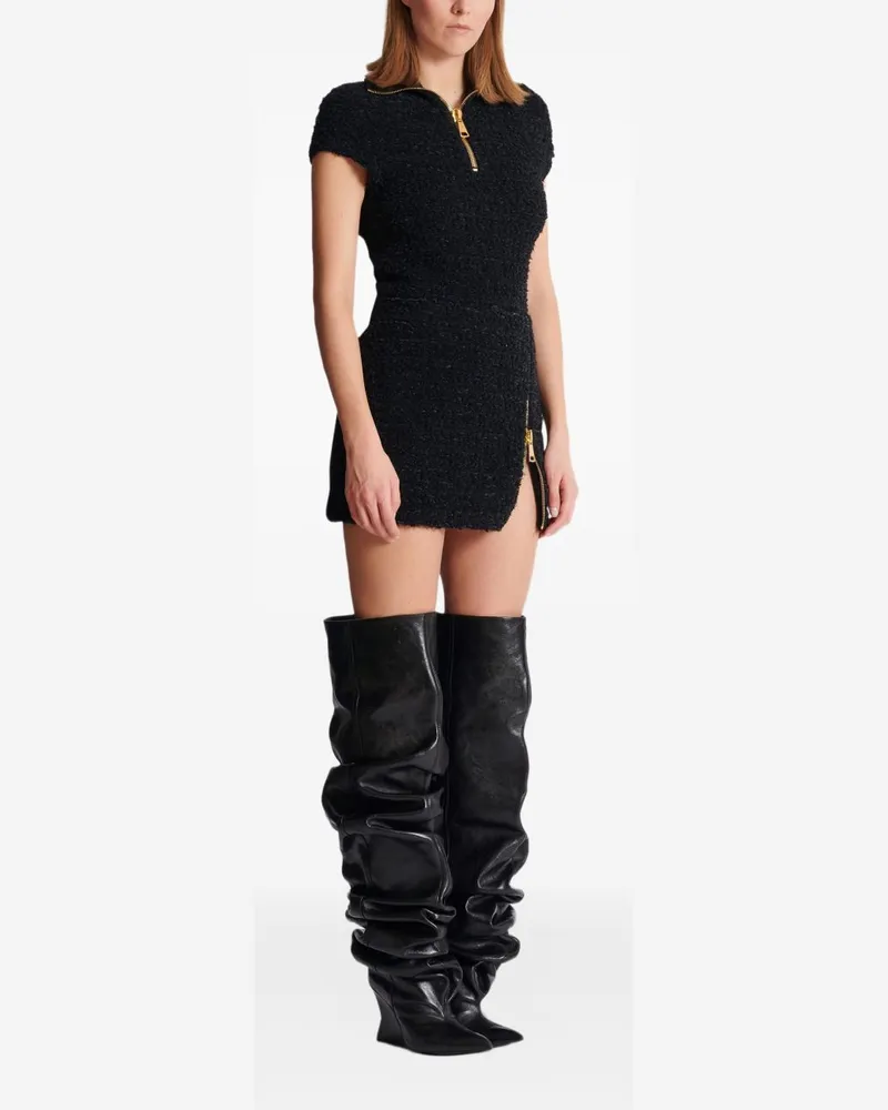 Balmain Tweed Mini Skirt — Black Black