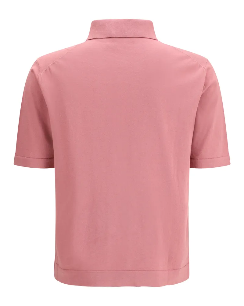 Piacenza Cashmere Men's Cotton Polo With Classic Collar Rosa Ciclamino Shirts T-shirts And Polos Pink