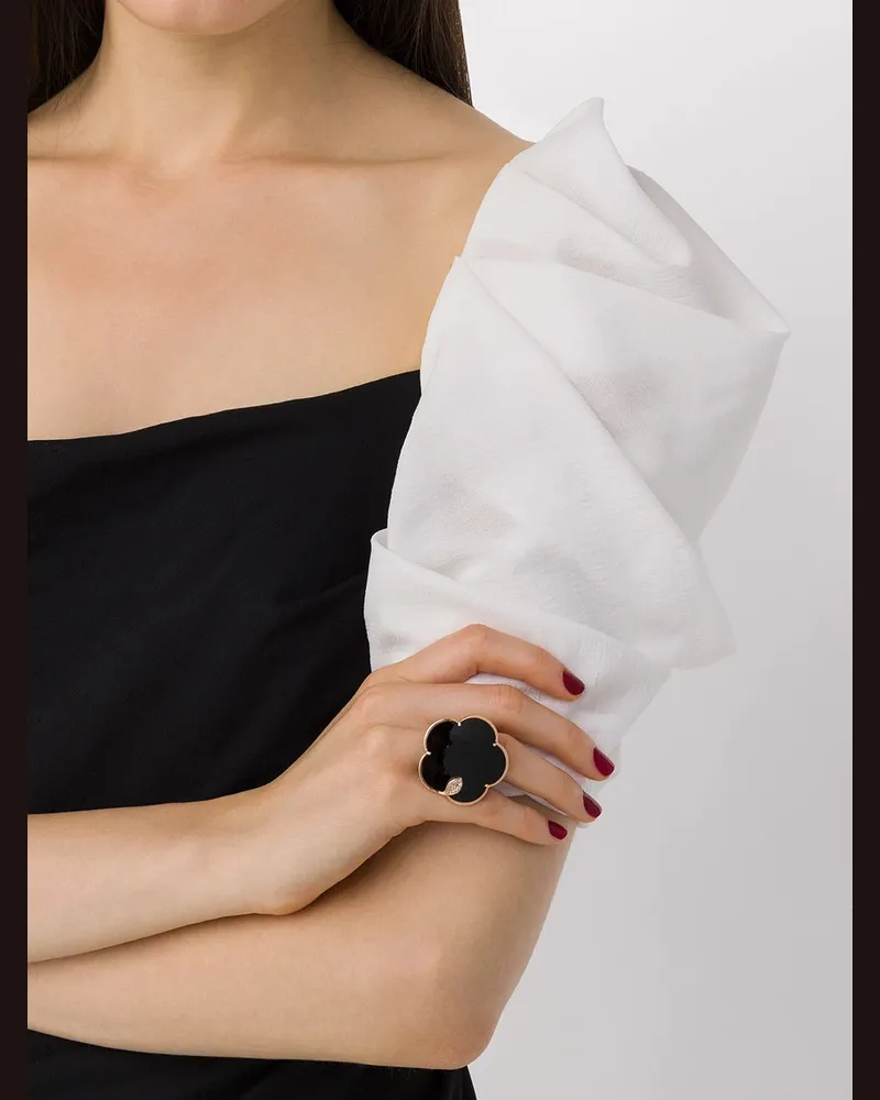 Pasquale Bruni Women's 18kt Rose Gold Ton Jolì Onyx And Diamond Cocktail Ring Continuty Black