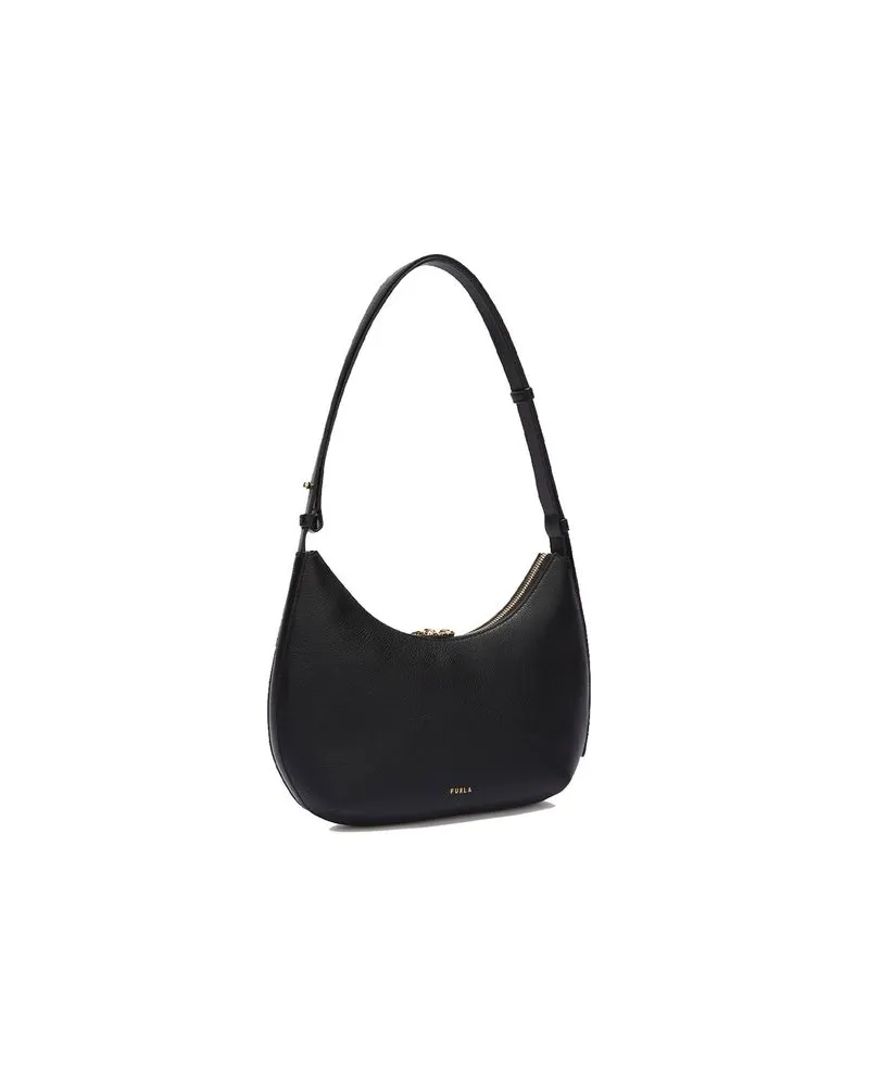 Furla Goccia S Leather Shoulder Bag — Black Black
