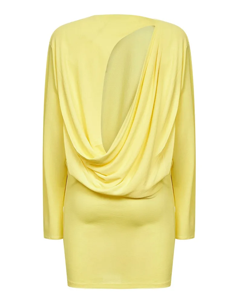 Jacquemus Women The Mistral Cowl-Back Mini Dress Yellow Viscose Yellow