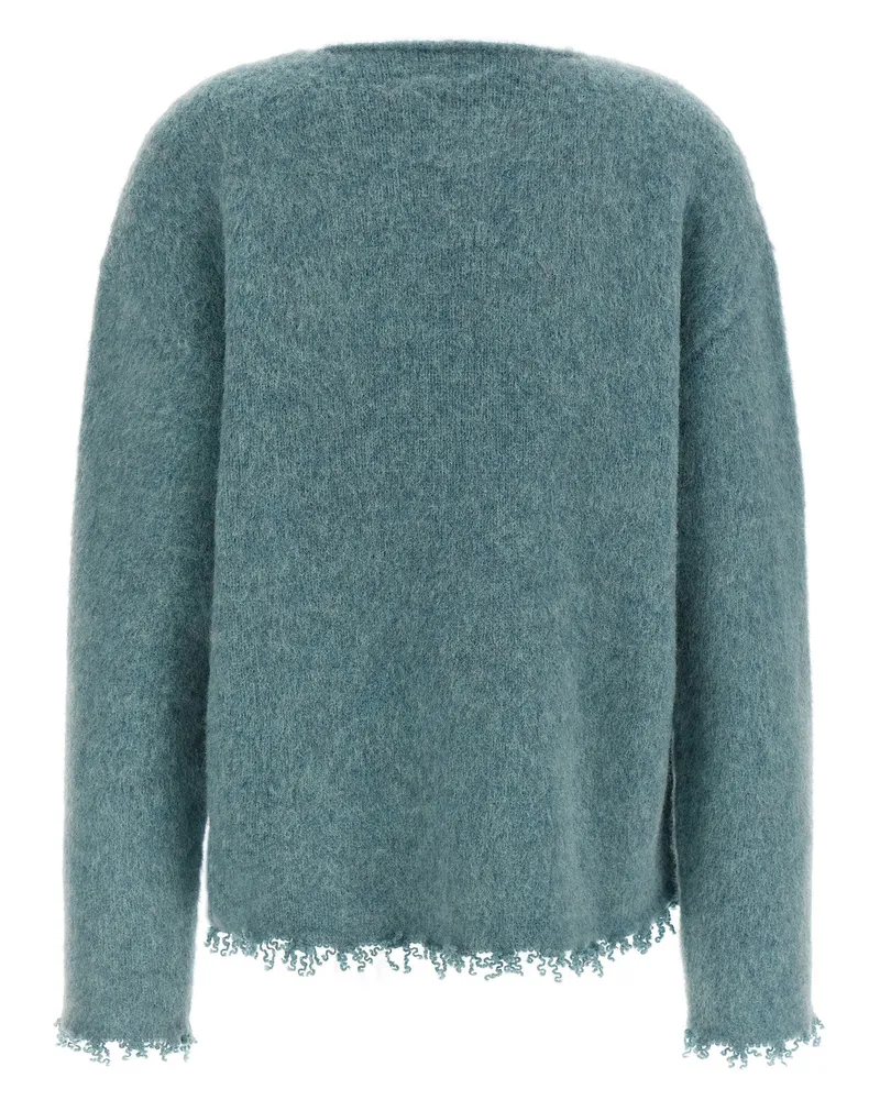 Jil Sander Raw-Fringed Wool Sweater — Sage Sage