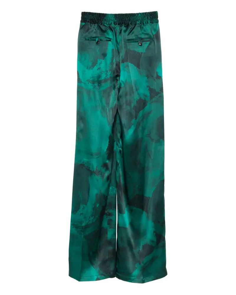 Kiton Women's Printed Silk Trousers Aw25 W Teal