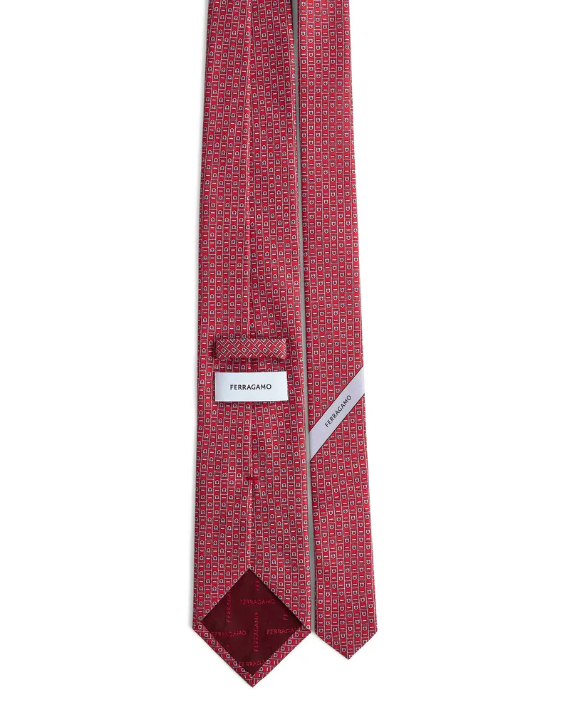 Ferragamo Men's Silk Tie Monogram Red Ties & Bow Red
