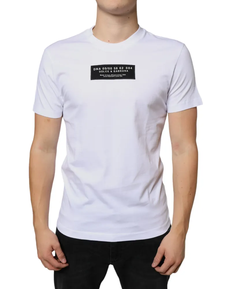 Dolce & Gabbana Men's White Cotton Dg Applique Casual T-Shirt White
