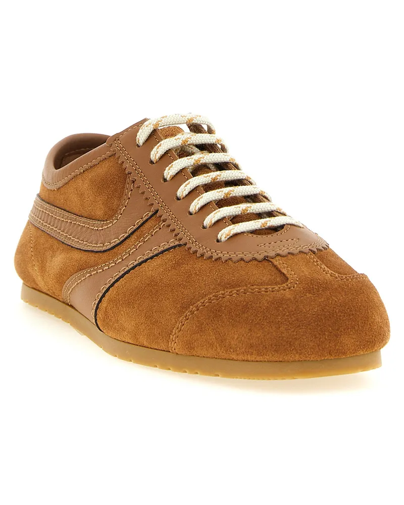 Dries van Noten Suede Low-Top Sneaker — Tan Tan