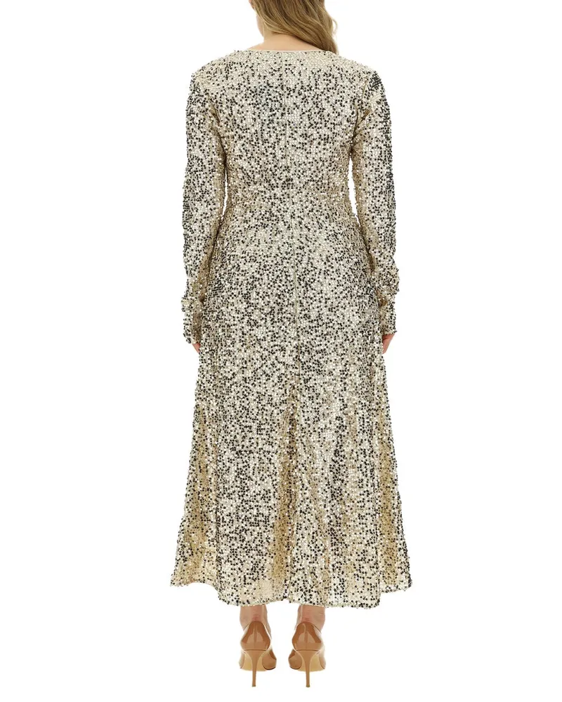 ROTATE Birger Christensen Sequined Polyester Dress — Blue Blue