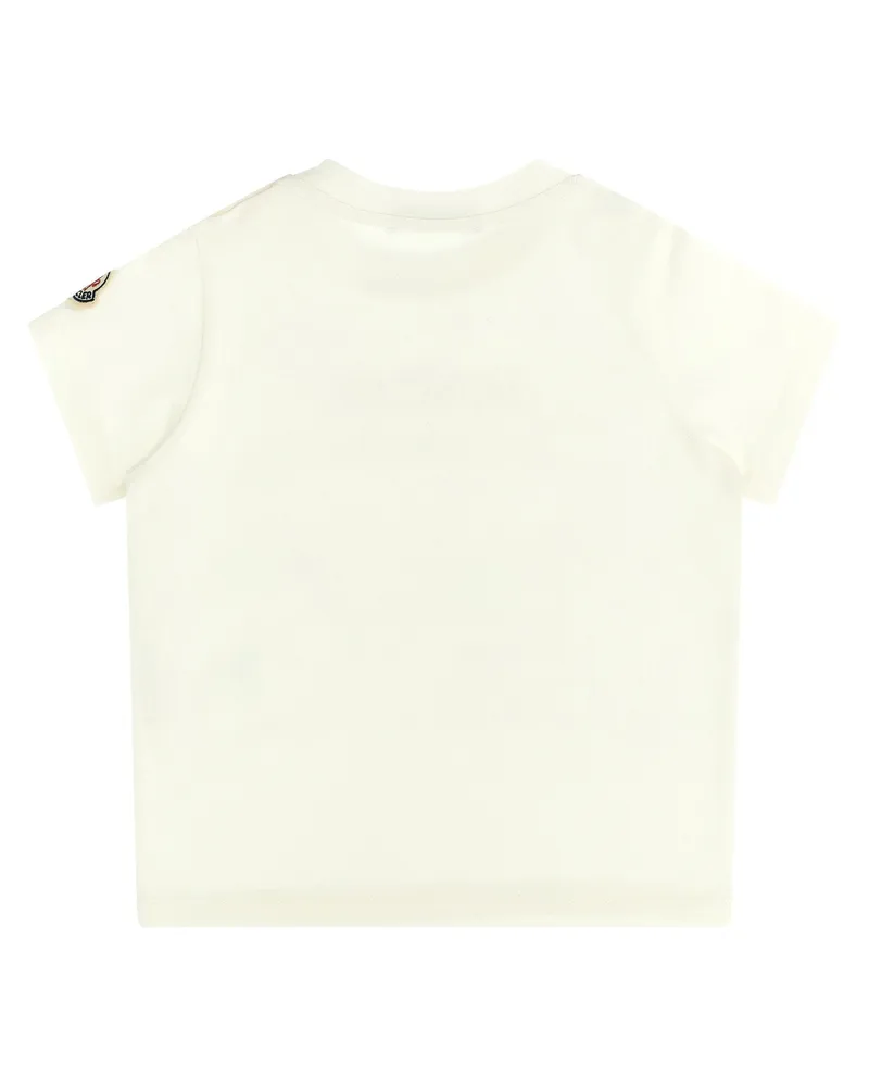 Moncler Logo-Embroidered Cotton T-Shirt — Cream Cream