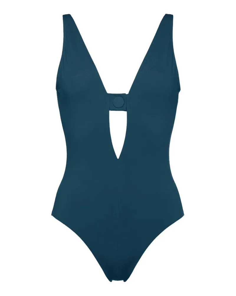 Eres V-Neckline Cut-Out Swimsuit — Teal Teal