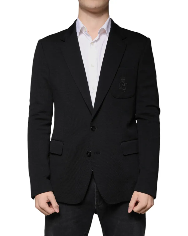 Dolce & Gabbana Men's Black Wool Single Breasted Formal Blazer Virgin Nylon Clothing Black