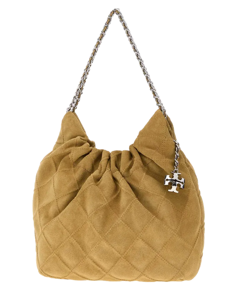 Tory Burch Suede Shoulder Bag — Beige Beige