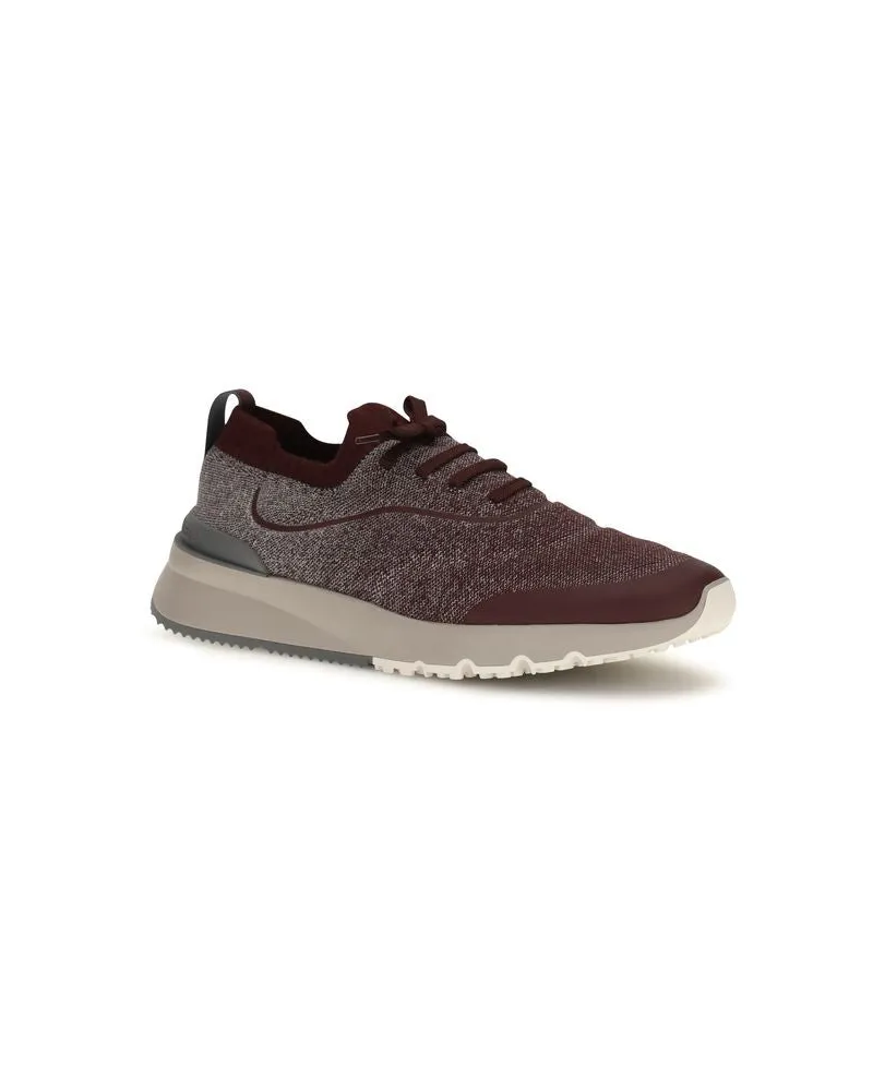 Brunello Cucinelli Men's Bordeaux Cotton Athletic Sneakers Bordeaux