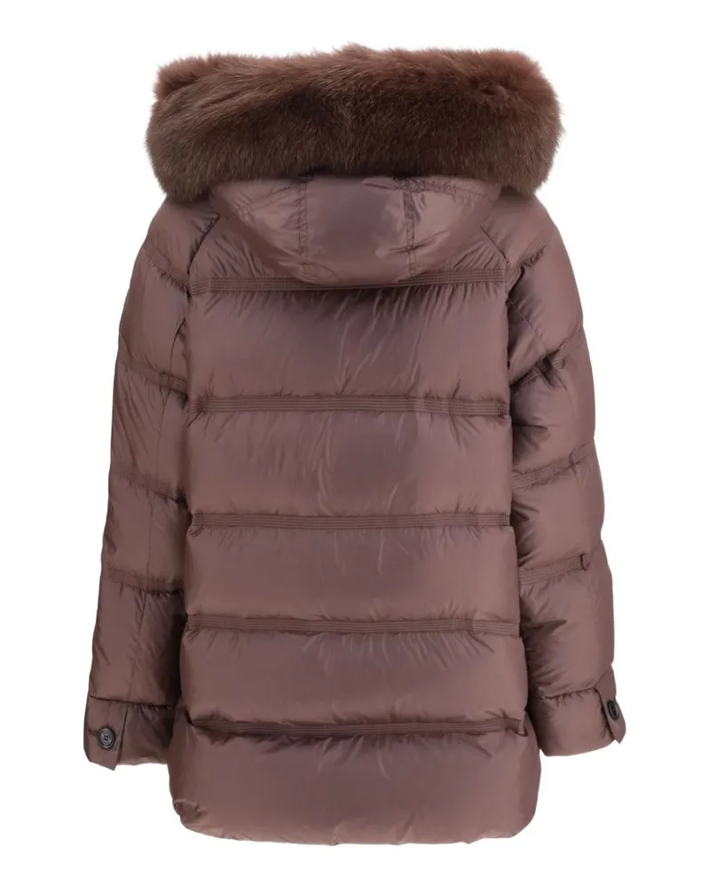 Peuterey Fur-Trimmed Hood Down Jacket — Brown Brown