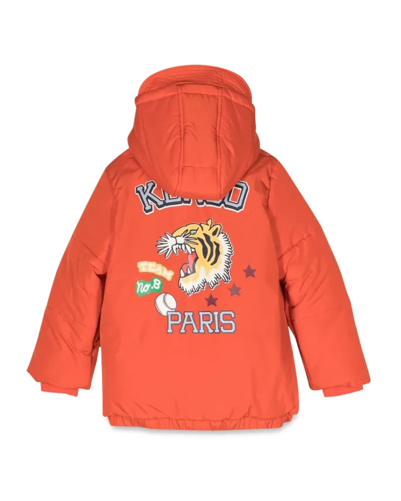 Kenzo Hooded Polyamide Down Jacket — Orange Orange