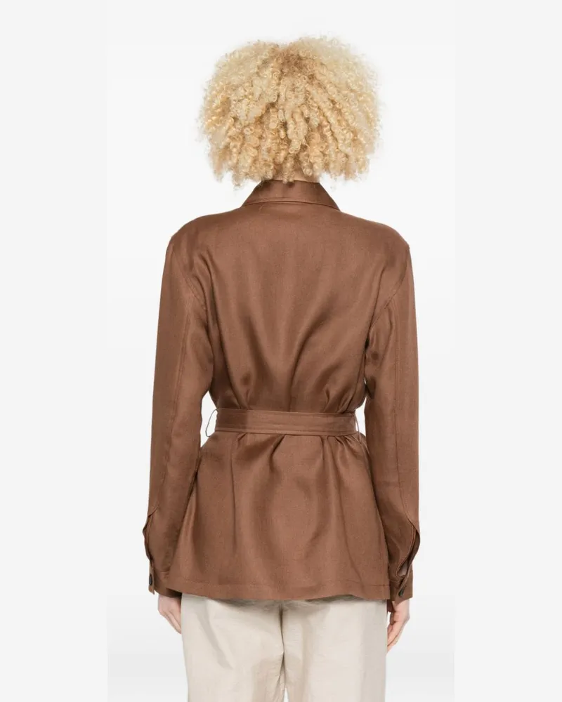 Tagliatore Linen Jacket — Brown Brown