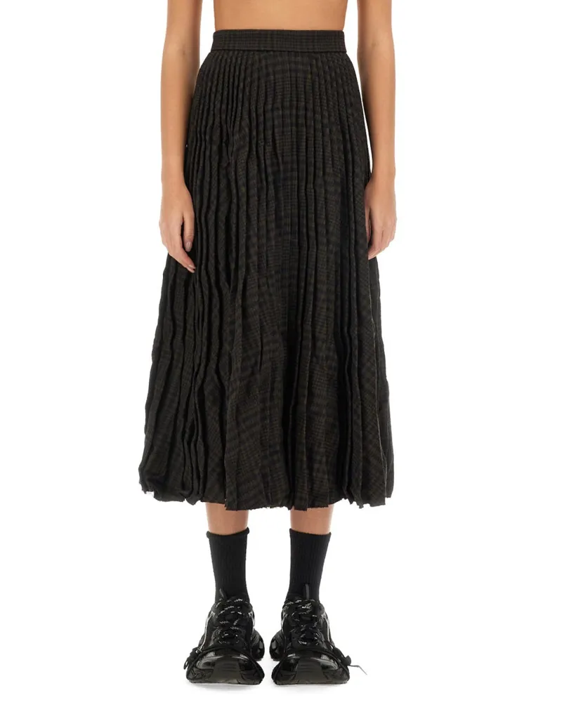 Balenciaga Pleated Wool Skirt — Brown Brown
