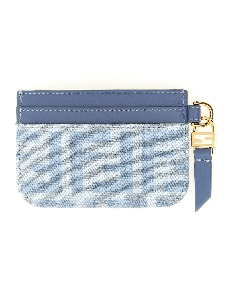 Fendi Women's Blue Cotton Cardholder Accessory Blue