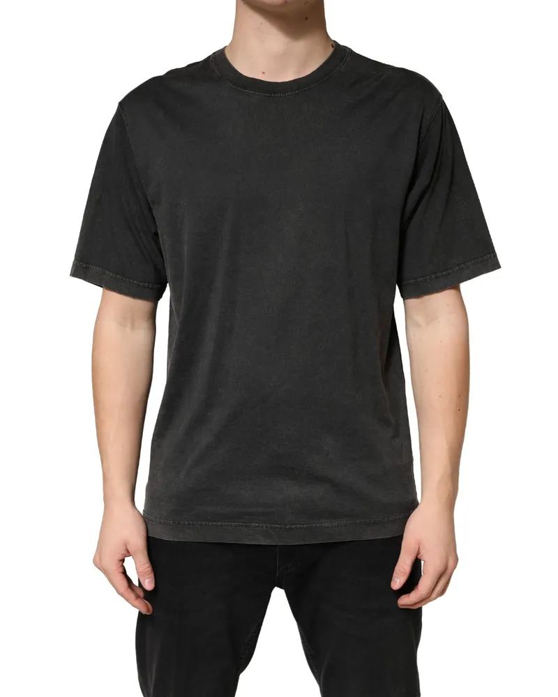 Dolce & Gabbana Men's Black Cotton Crewneck Short Sleeve T-Shirt Black