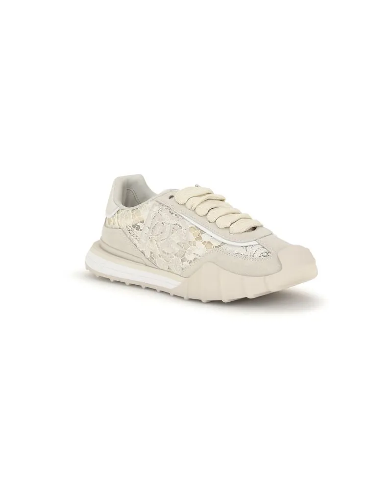 Dolce & Gabbana Women's Beige Calf Leather Bos Taurus Sneakers Beige