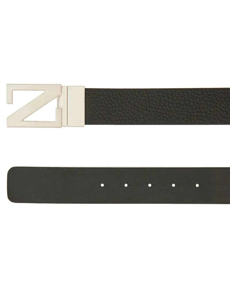 Ermenegildo Zegna Reversible Leather With Z Monogram Belt — Black Black