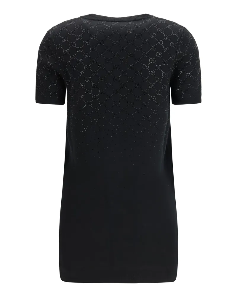 Gucci Women Wool-Blend Mini Dress Black-Mix Wool Ovis Aries; Viscose Black/mix Black