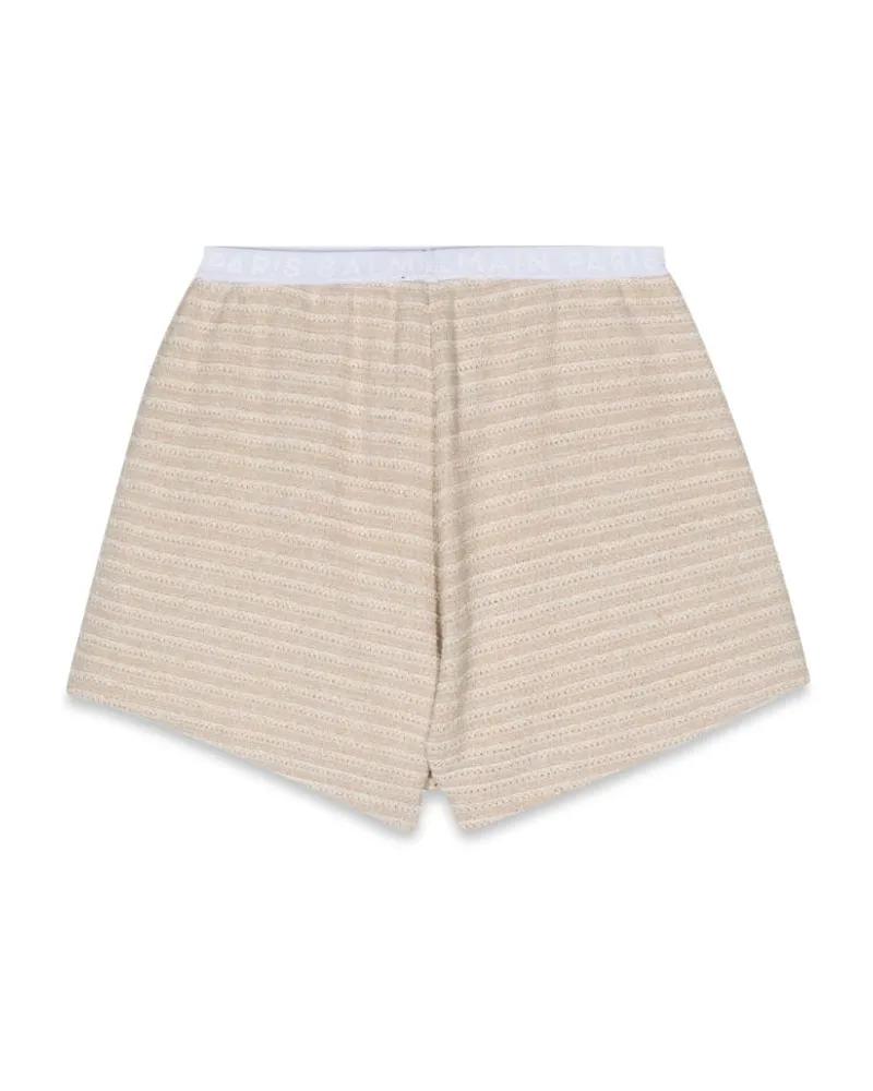 Balmain Knit Cotton Shorts — Beige Beige