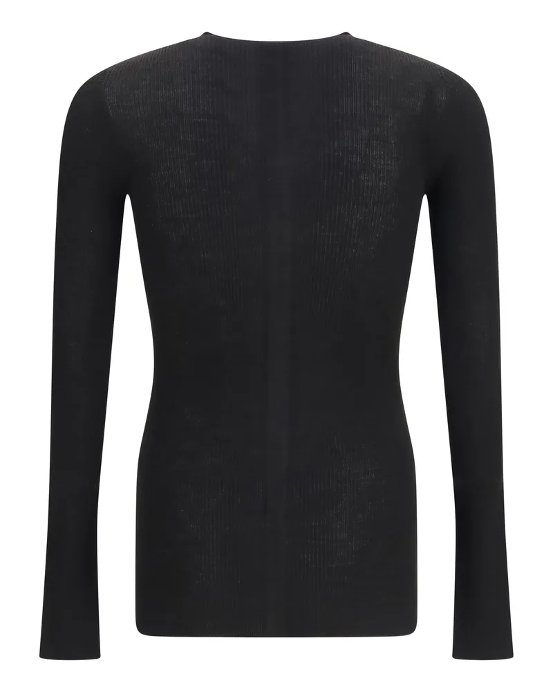 Rick Owens Men Sweater Slim Ribbed Black Merino Wool Black