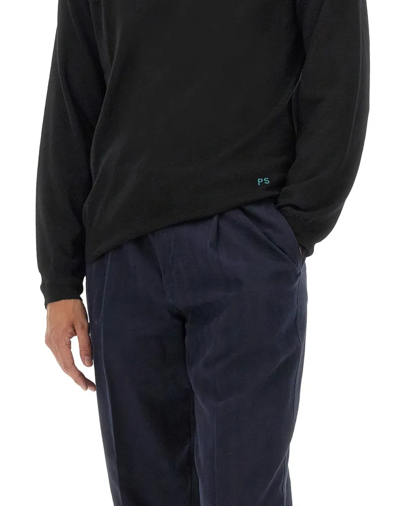 Paul Smith Logo-Embroidered Merino Wool Sweater — Black Black