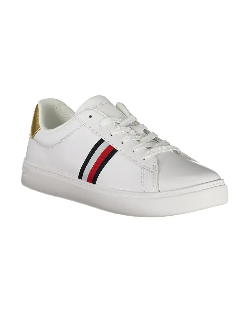 Tommy Hilfiger Gold-Accent Leather Sneaker — White White