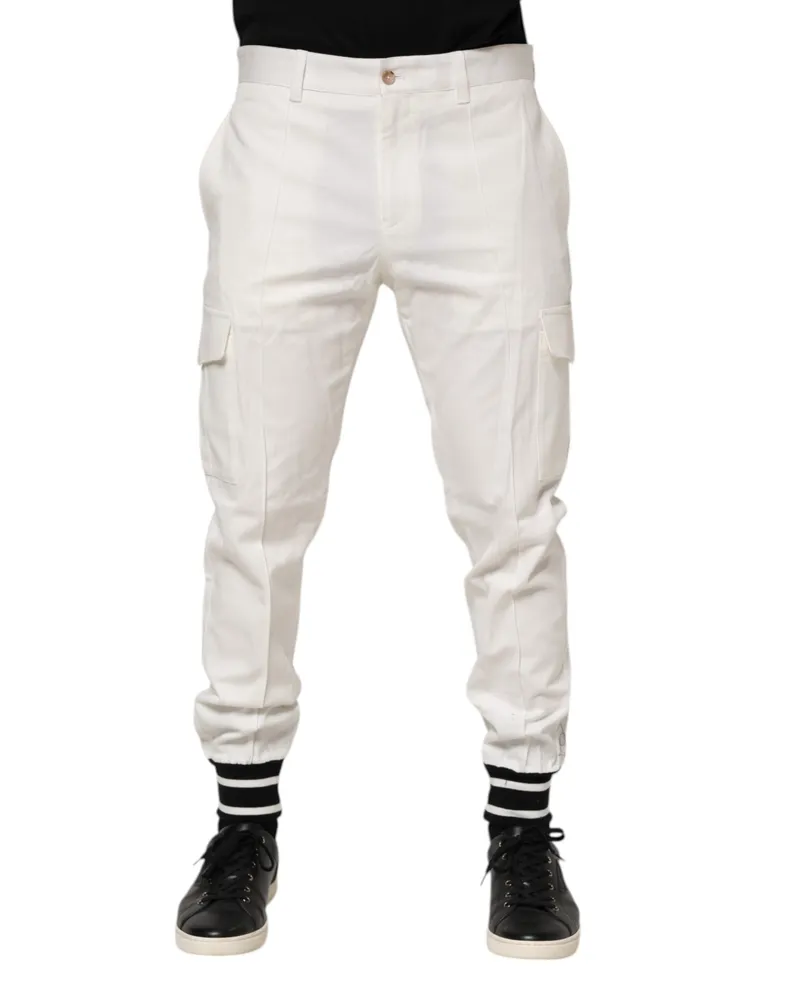 Dolce & Gabbana Cotton Cargo Jogger Cargo Pants — White White