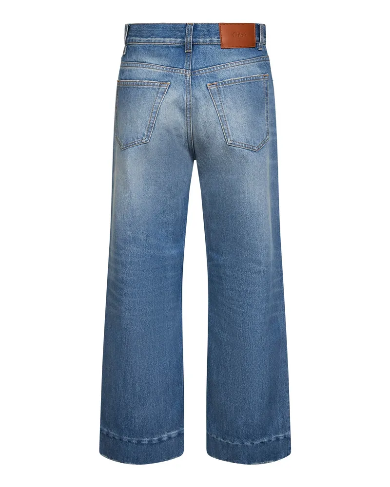 Chloé Women's Dream Blue High-Rise Cropped Jeans Cotton Blue
