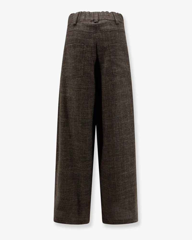 ALYSI Women's Trousers Wool-Linen Blend Brown Brown
