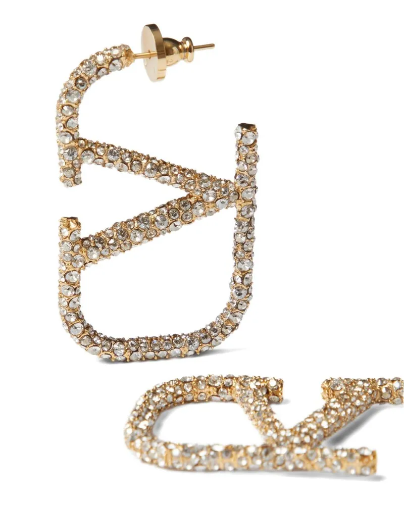 Valentino Garavani VLogo Signature Swarovski Crystal Earrings — Gold Gold
