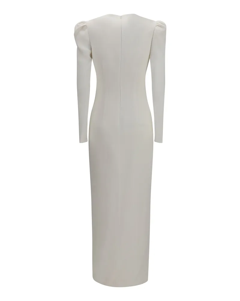 Alessandra Rich V-Neck Bow Dress — White White