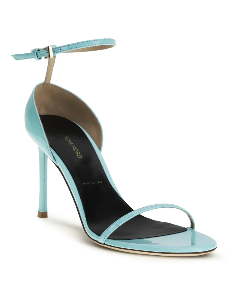 Tom Ford Women's Vertigo Patent Leather Sandals Aqua Calf Bos Taurus Aqua